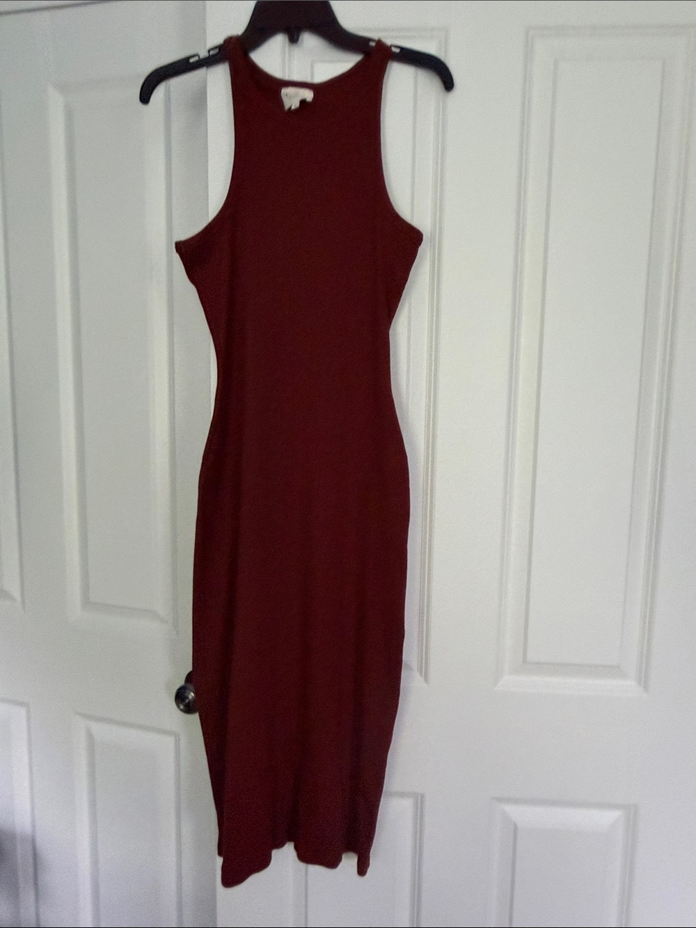 Sezane Sleeveless Maxi Dress in Burgundy Red